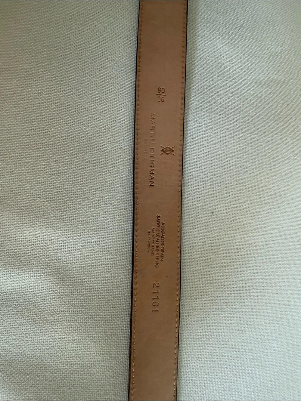 MARTIN DINGMAN ALLIGATOR GRAIN Saddle Leather Belt Size 90/36